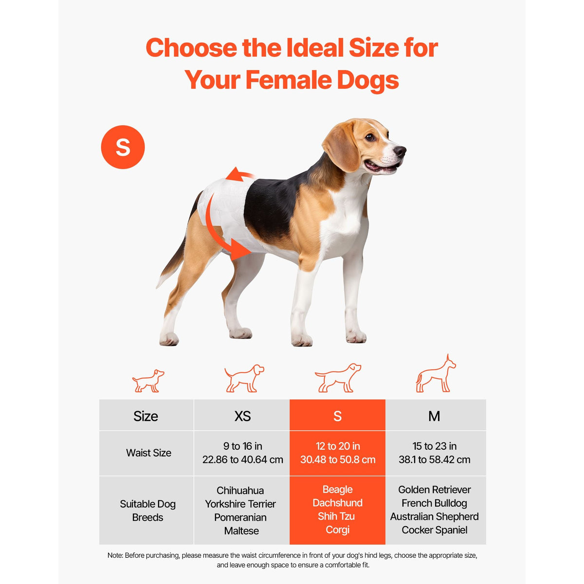Disposable Dog Diapers, Super Absorbent Female Dog Diapers, 360° Leak-Proof Female Doggy Pet Diaper with Wetness Indicator for Heat Period, Training, Incontinence - S, 144 Count (2 Packs of 72)