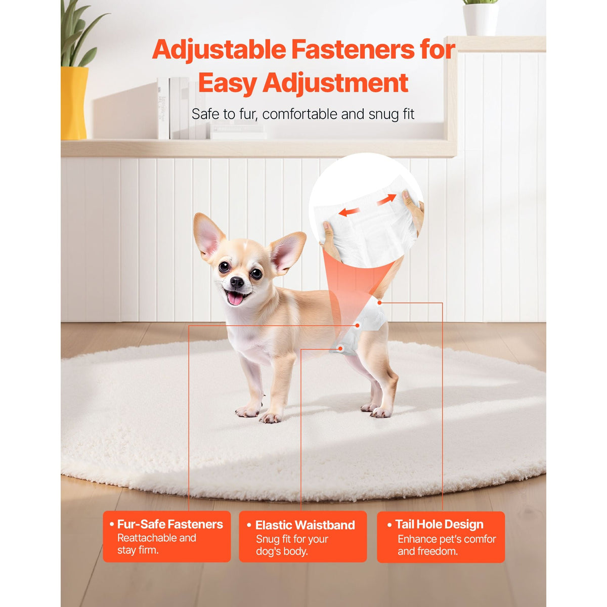 Disposable Dog Diapers, Super Absorbent Female Dog Diapers, 360° Leak-Proof Female Doggy Pet Diaper with Wetness Indicator for Heat Period, Training, Incontinence - XS, 144 Count (2 Packs of 72)