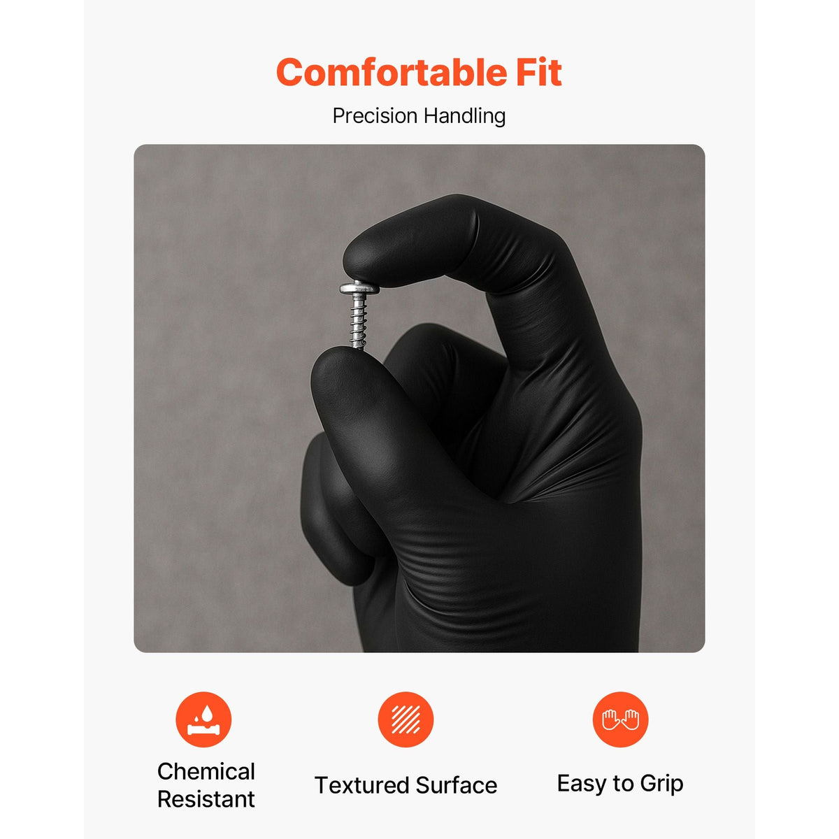 Disposable Gloves, 4.5 Mil Black Nitrile Gloves with Textured Fingertips, Latex & Powder-Free, Food-Grade, Puncture Resistance, Ideal for Medical Exams, Cooking and Cleaning, 100 Count, Medium
