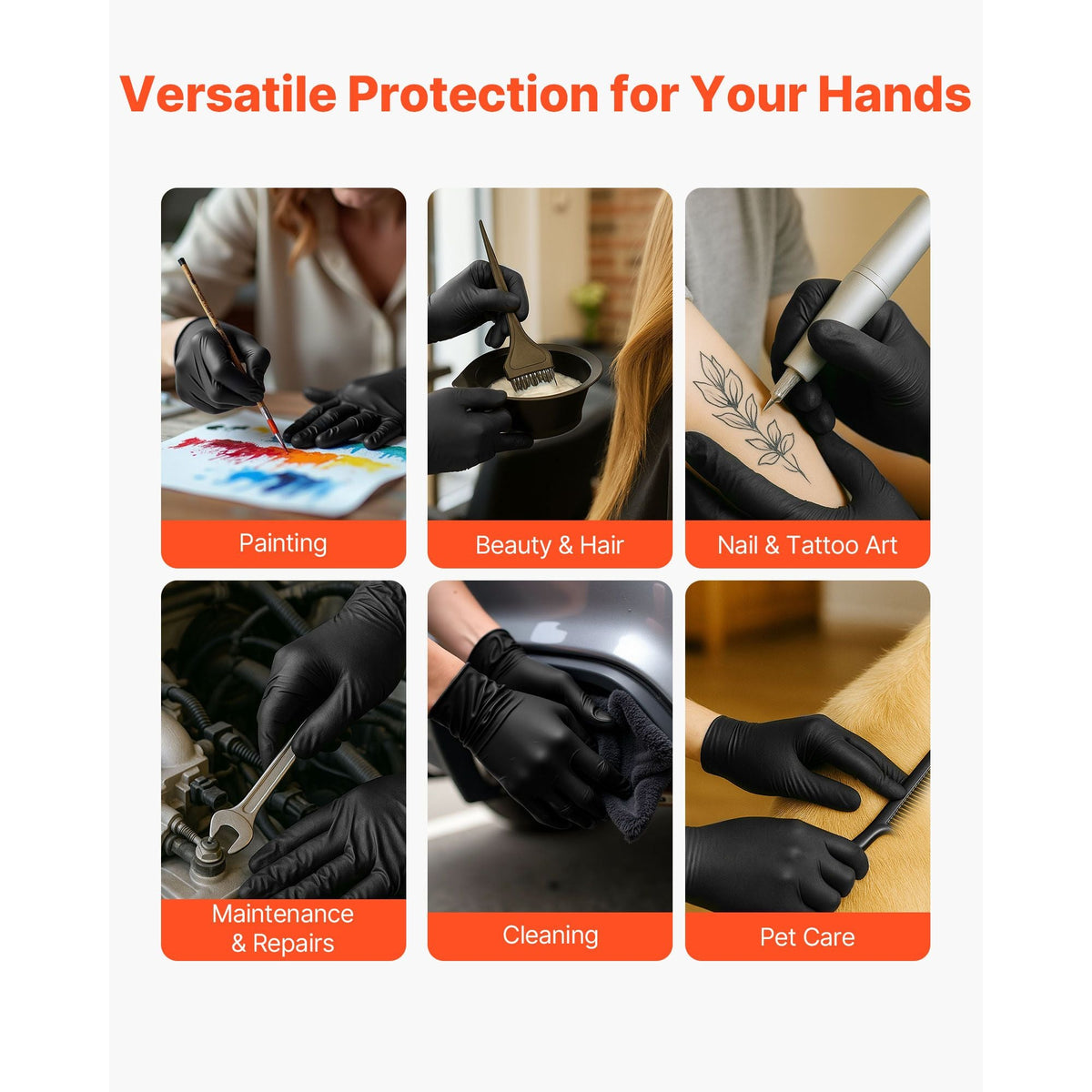 Disposable Gloves, 4.5 Mil Black Nitrile Gloves with Textured Fingertips, Latex & Powder-Free, Food-Grade, Puncture Resistance, Ideal for Medical Exams, Cooking and Cleaning, 100 Count, Medium
