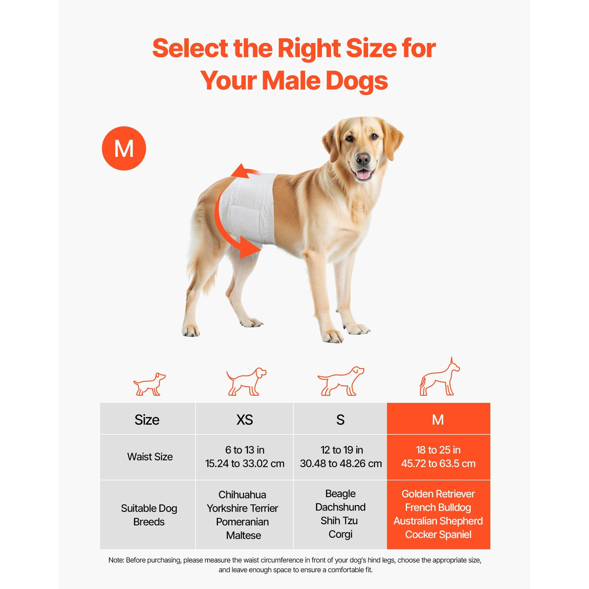 Disposable Male Dog Diapers, Super Absorbent Male Dog Wraps, 360 ° Leak-Proof Belly Bands with Wetness Indicator for Doggies in Heat, Training, Incontinence - M, 144 Count (2 Packs of 72)