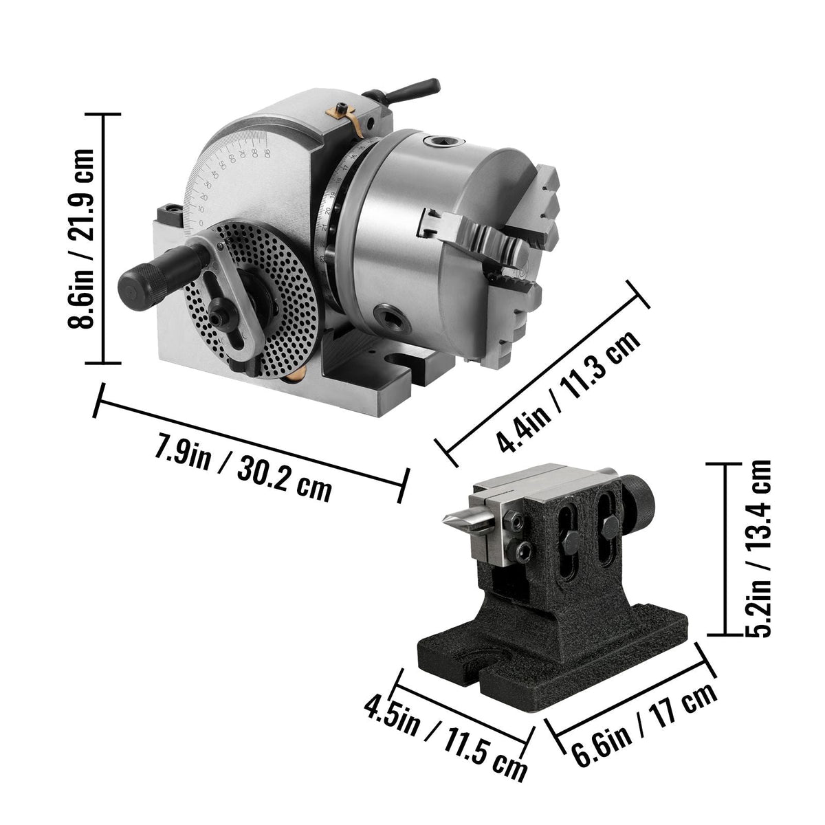 Dividing Head BS-1 Dividing Head Set 6\" 3-jaw Chuck Semi Universal Milling Set with 6\" Chuck+Tailstock+Dividing Plates for Milling Grinding Drilling Machine