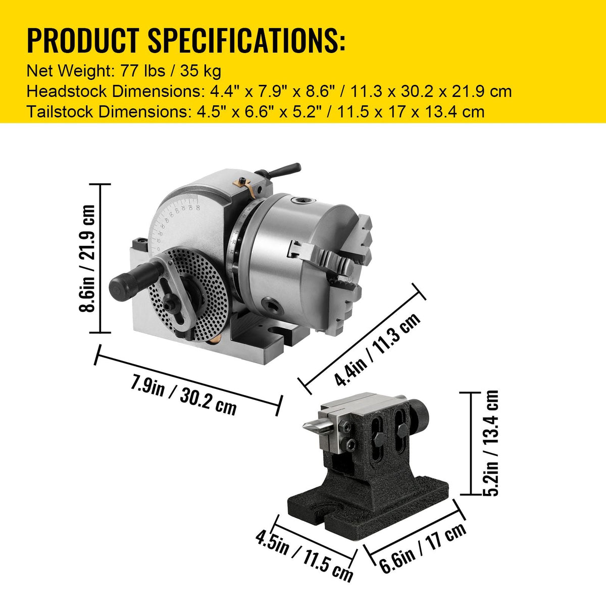 Dividing Head BS-1 Dividing Head Set 6\" 3-jaw Chuck Semi Universal Milling Set with 6\" Chuck+Tailstock+Dividing Plates for Milling Grinding Drilling Machine