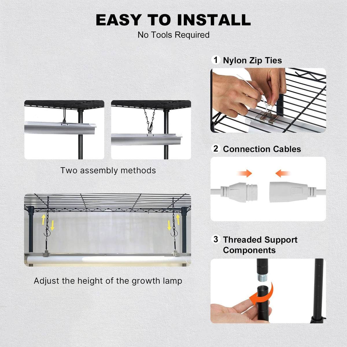 DIY Plant Stand with Grow Light, 6-Tier Large Tall Plant Shelf with 192W 5000K Full Spectrum Grow Lights, Indoor Grow Light Shelf with Wheels for Seed Starting 29.5" L x 13.8" W x 70.9" H