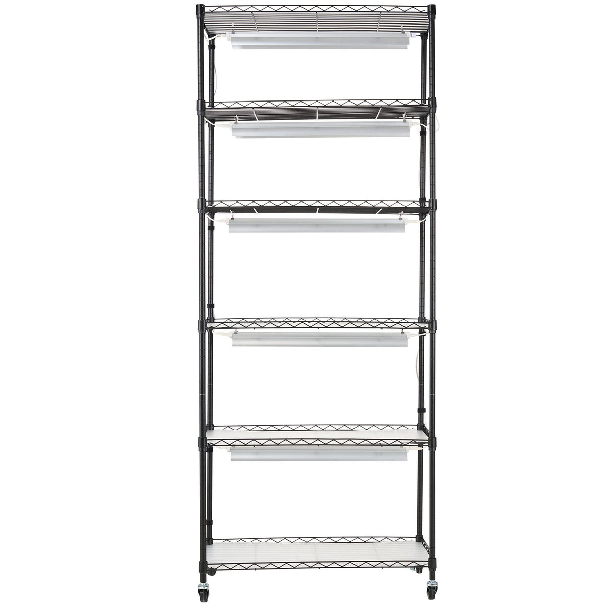 DIY Plant Stand with Grow Light, 6-Tier Large Tall Plant Shelf with 192W 5000K Full Spectrum Grow Lights, Indoor Grow Light Shelf with Wheels for Seed Starting 29.5" L x 13.8" W x 70.9" H