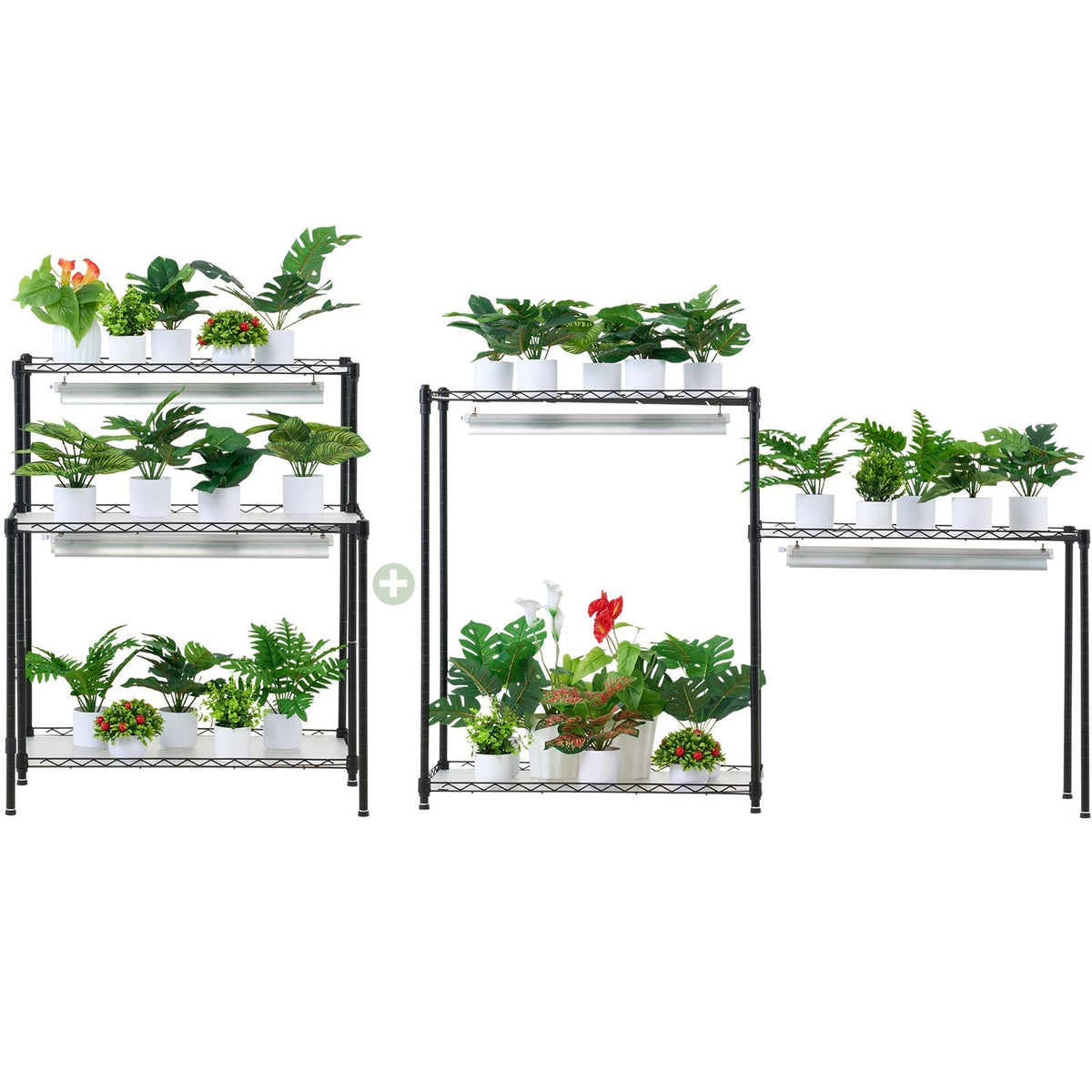 DIY Plant Stand with Grow Light, 6-Tier Large Tall Plant Shelf with 192W 5000K Full Spectrum Grow Lights, Indoor Grow Light Shelf with Wheels for Seed Starting 29.5" L x 13.8" W x 70.9" H