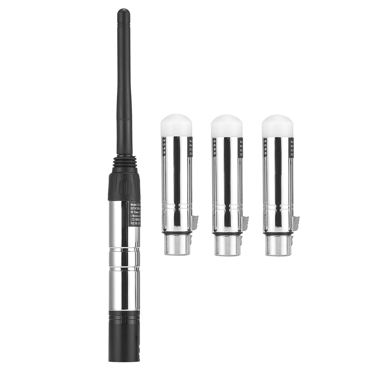 DMX Wireless Receiver, 3 Receivers & 1 Transmitter, 2.4G ISM Band, 656 ft Transmission Range, with Bag and Adapter, Wireless Stage Lighting Control, for LED Stage Party DJ Bar Lighting, Silver