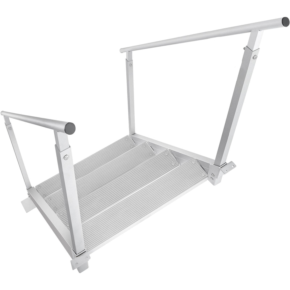 Dock Ladder 4 Step, Dock Stairs 30''-38'' Adjustable Height, 500 lbs Load Capacity, Aluminum Pontoon Boat Ladder with Dual Handrails & Nonslip Mat for Ship/Lake/Pool/Marine Boarding