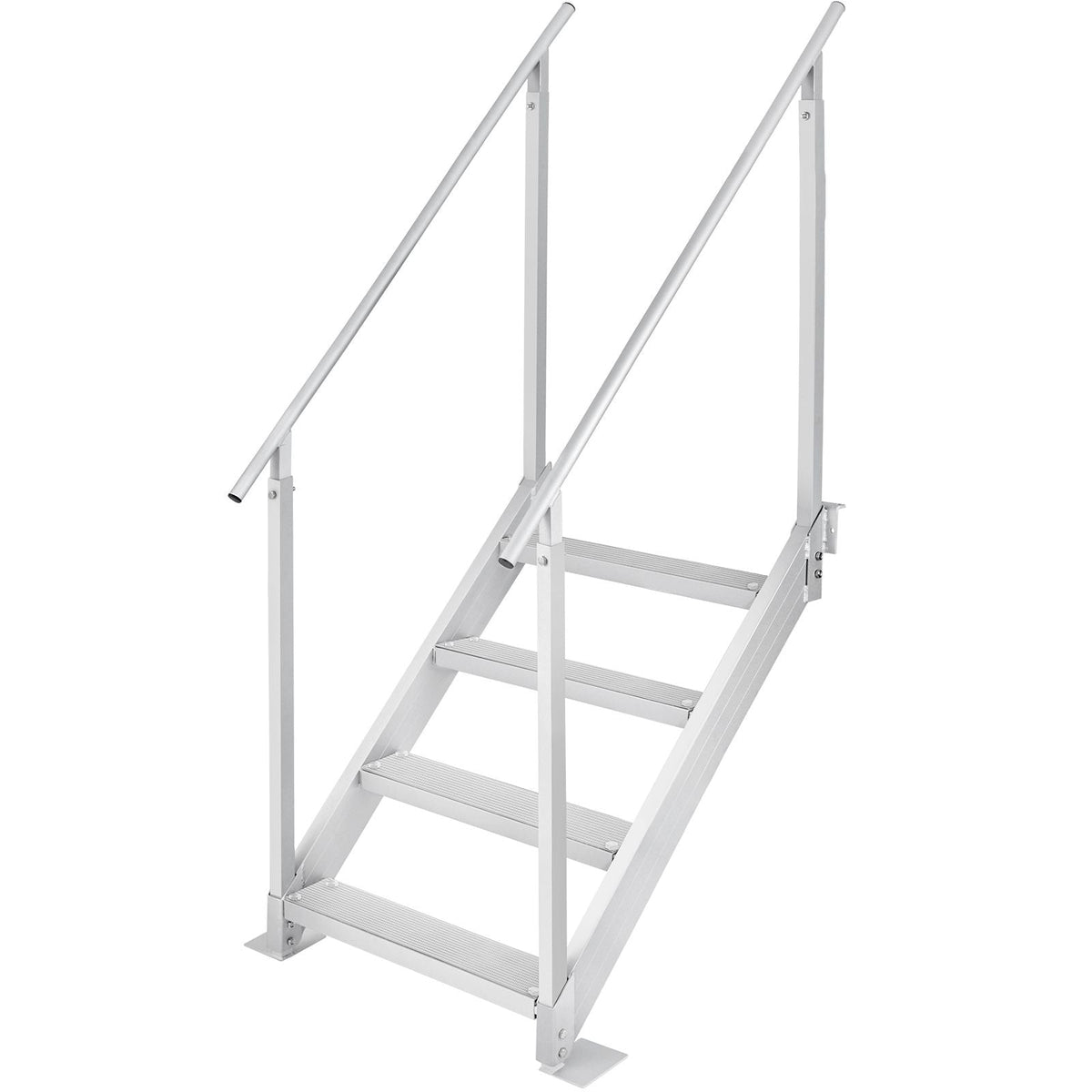 Dock Ladder 4 Step, Dock Stairs 30''-38'' Adjustable Height, 500 lbs Load Capacity, Aluminum Pontoon Boat Ladder with Dual Handrails & Nonslip Mat for Ship/Lake/Pool/Marine Boarding
