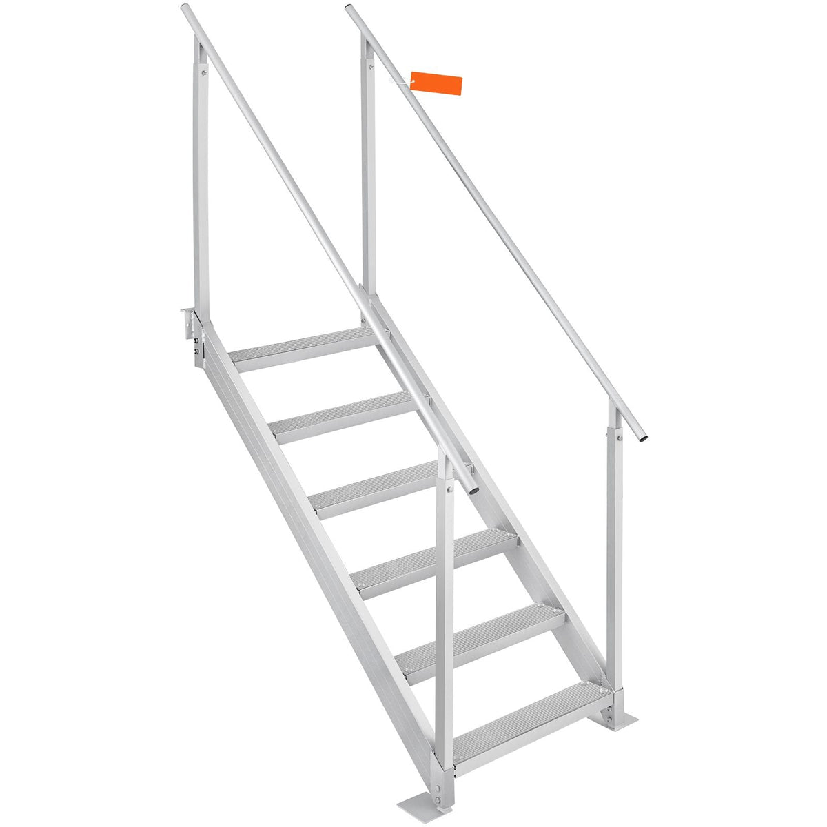 Dock Ladder, 43''-51'' Adjustable Height, 500 lbs Load Capacity, Aluminum Alloy 6 Steps Pontoon Boat Ladder with Dual Handrails & Nonslip Mat, Ideal for Ship/Lake/Pool/Marine Boarding
