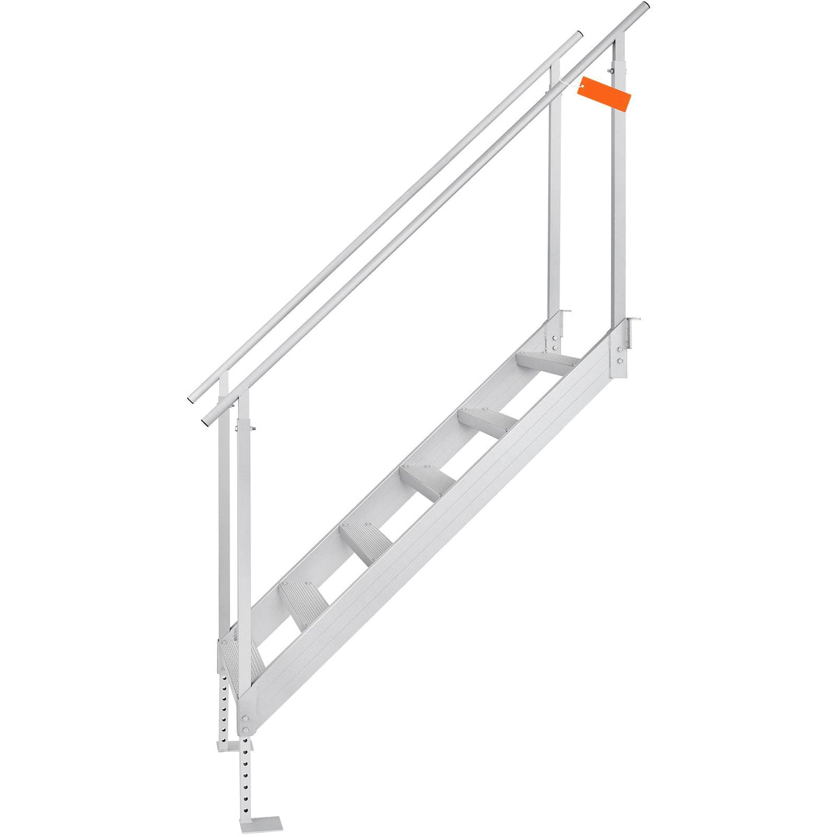 Dock Ladder, 43''-51'' Adjustable Height, 500 lbs Load Capacity, Aluminum Alloy 6 Steps Pontoon Boat Ladder with Dual Handrails & Nonslip Mat, Ideal for Ship/Lake/Pool/Marine Boarding