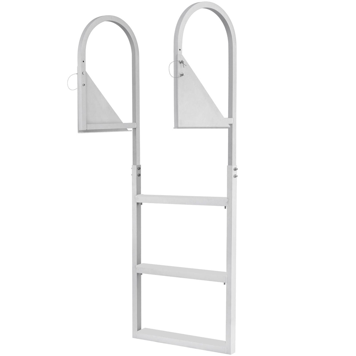 Dock Ladder, Flip-Up 3 Steps, 350 lbs Load Capacity, Aluminum Alloy Pontoon Boat Ladder with 2'' Wide Step & Nonslip Rubber Mat, Easy to Install for Ship/Lake/Pool/Marine Boarding