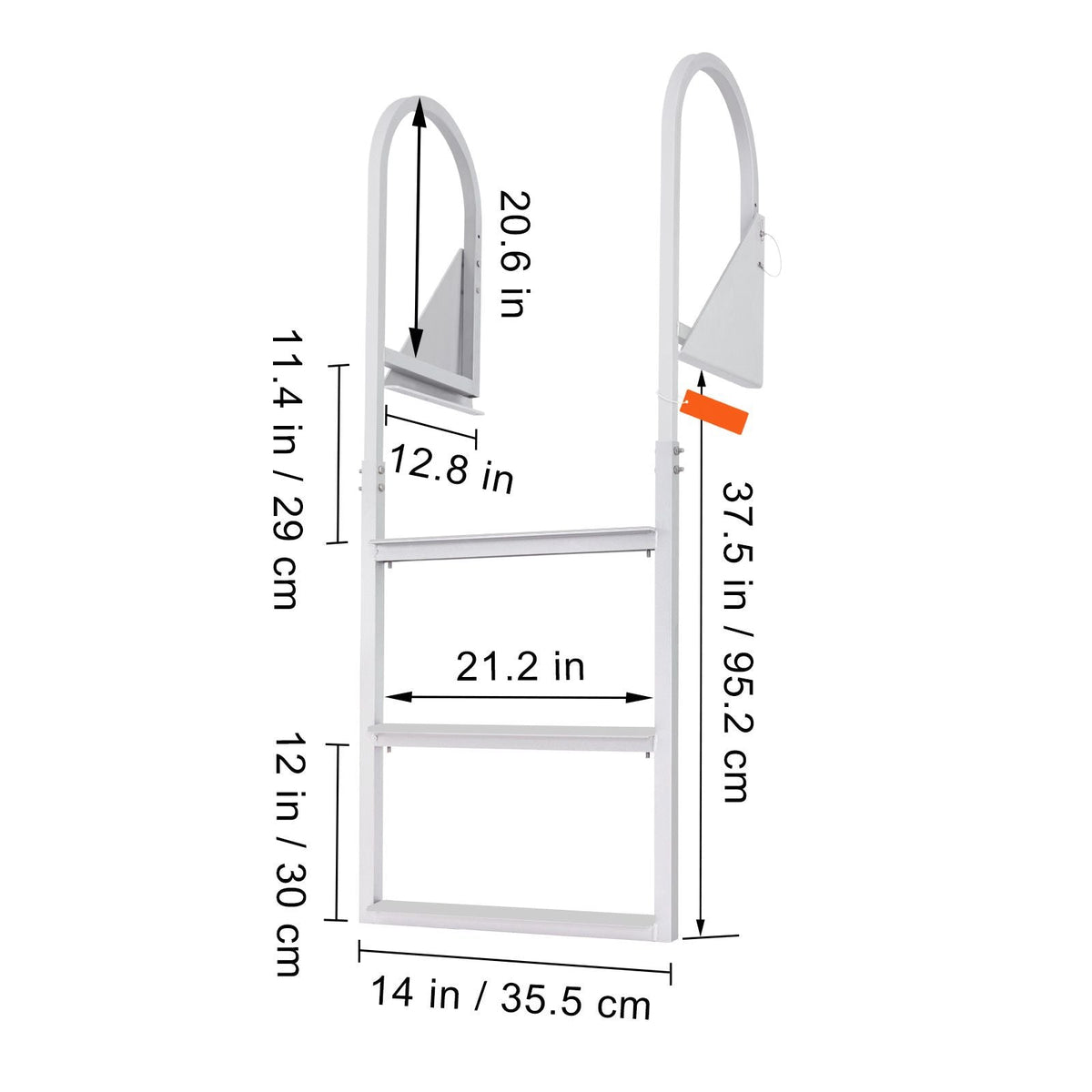 Dock Ladder, Flip-Up 3 Steps, 350 lbs Load Capacity, Aluminum Alloy Pontoon Boat Ladder with 2'' Wide Step & Nonslip Rubber Mat, Easy to Install for Ship/Lake/Pool/Marine Boarding
