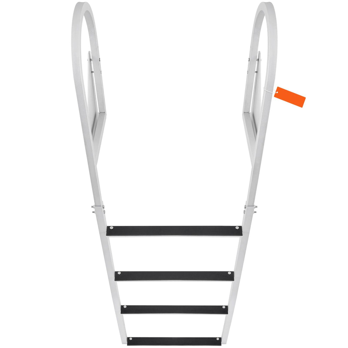 Dock Ladder Flip-Up 4 Steps, 350 lbs Load Capacity, Aluminum Alloy Pontoon Boat Ladder with Nonslip Mat, Swimming Ladder for Ship/Lake/Pool/Marine Boarding