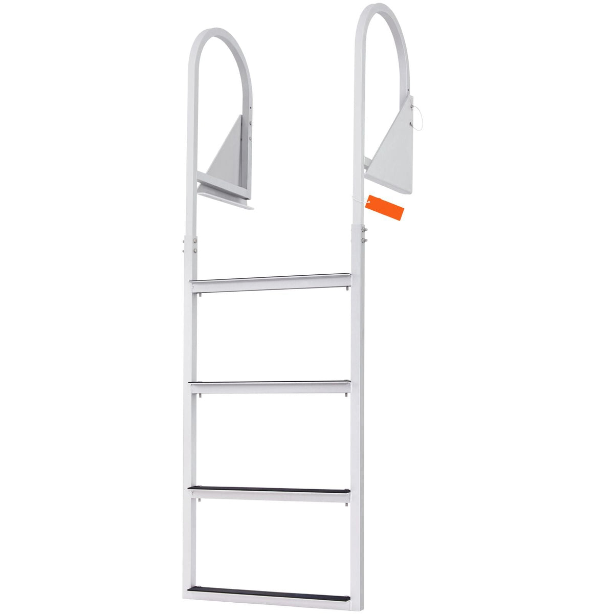 Dock Ladder Flip-Up 4 Steps, 350 lbs Load Capacity, Aluminum Alloy Pontoon Boat Ladder with Nonslip Mat, Swimming Ladder for Ship/Lake/Pool/Marine Boarding
