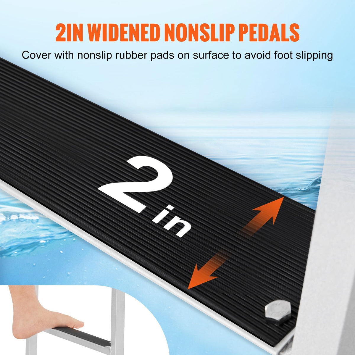 Dock Ladder Flip-Up 4 Steps, 350 lbs Load Capacity, Aluminum Alloy Pontoon Boat Ladder with Nonslip Mat, Swimming Ladder for Ship/Lake/Pool/Marine Boarding