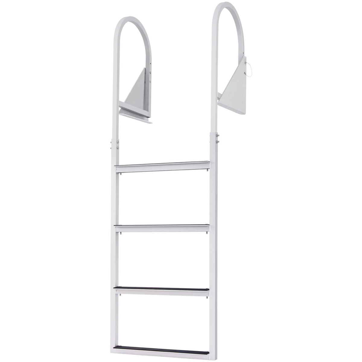 Dock Ladder Flip-Up 4 Steps, 350 lbs Load Capacity, Aluminum Alloy Pontoon Boat Ladder with Nonslip Mat, Swimming Ladder for Ship/Lake/Pool/Marine Boarding