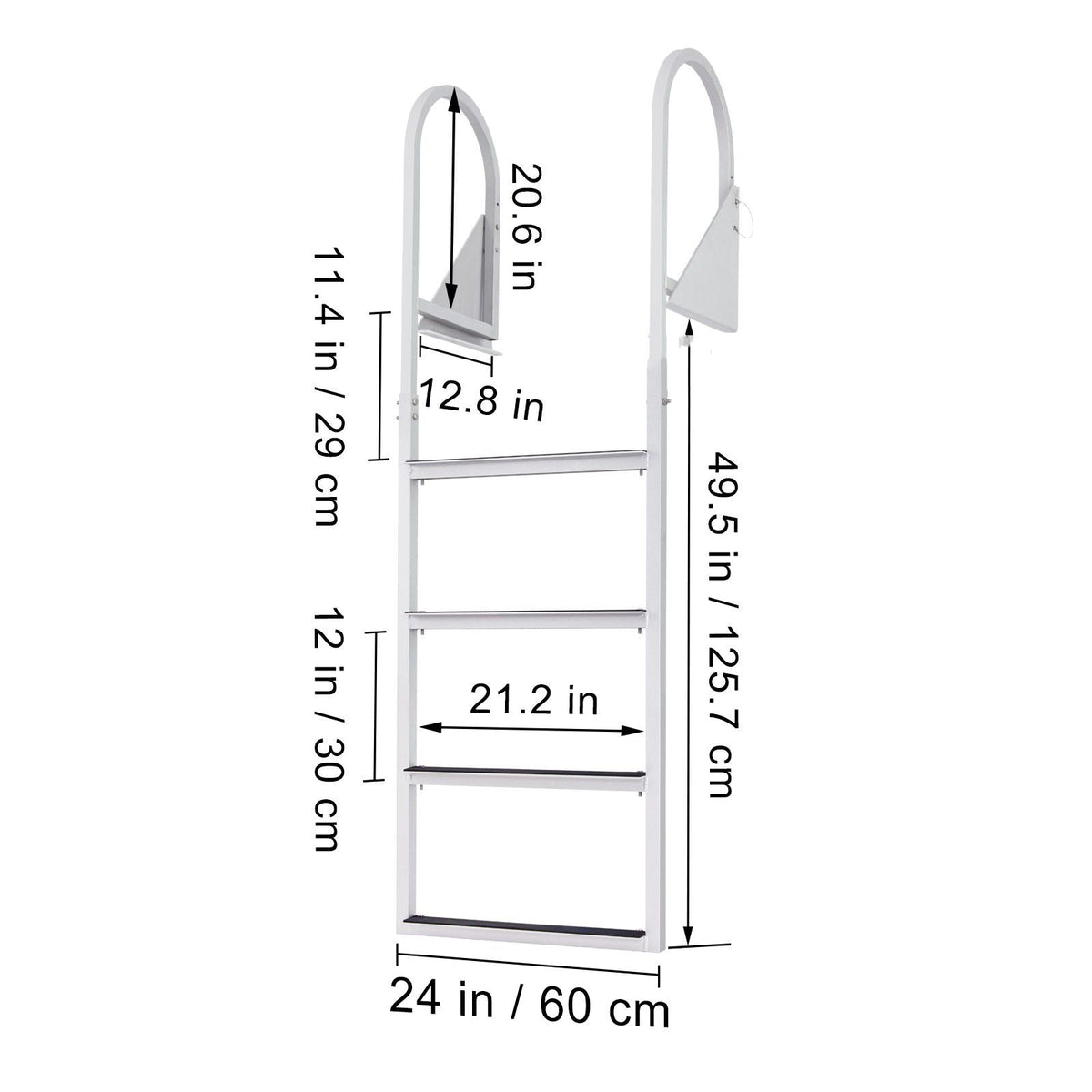 Dock Ladder Flip-Up 4 Steps, 350 lbs Load Capacity, Aluminum Alloy Pontoon Boat Ladder with Nonslip Mat, Swimming Ladder for Ship/Lake/Pool/Marine Boarding