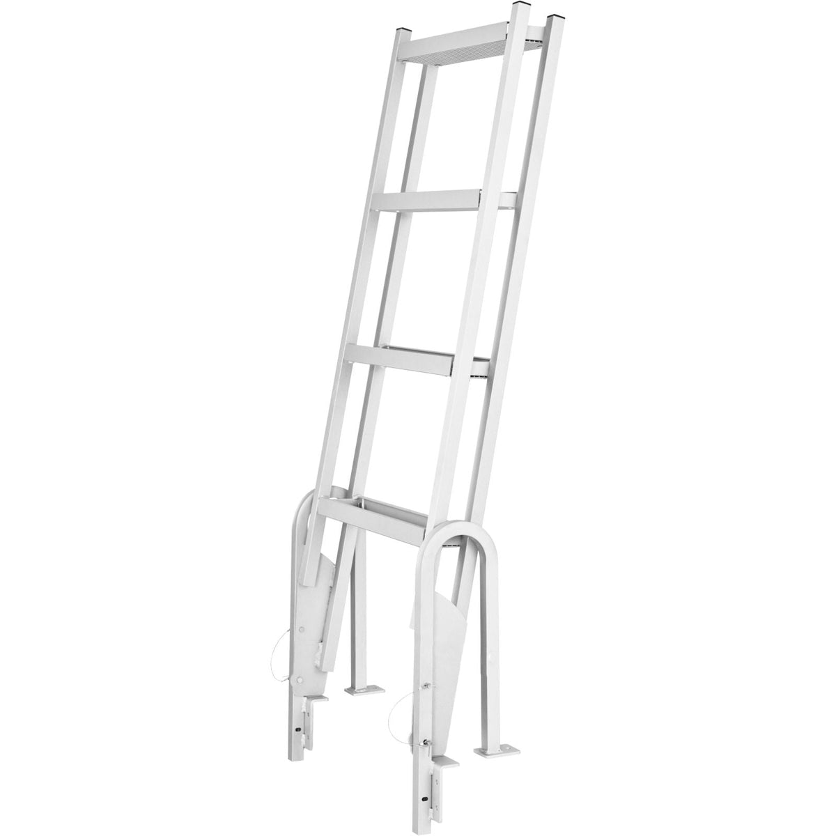 Dock Ladder Flip Up 4 Steps, 350lbs Load Capacity, Aluminum Pontoon Boat Ladder with 4" Wide Step & Nonslip Rubber Mat,Swimm Step Ladder for Ship/Lake/Pool/Marine Boarding