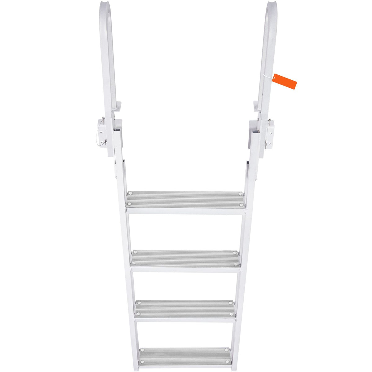 Dock Ladder Flip Up 4 Steps, 350lbs Load Capacity, Aluminum Pontoon Boat Ladder with 4" Wide Step & Nonslip Rubber Mat,Swimm Step Ladder for Ship/Lake/Pool/Marine Boarding
