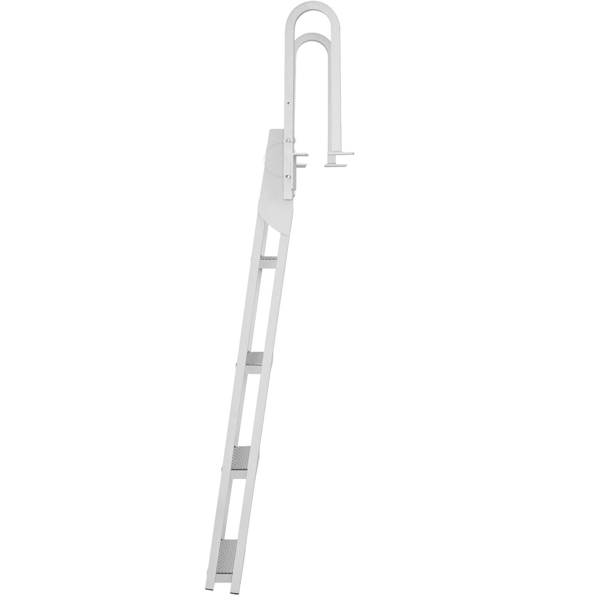 Dock Ladder Flip Up 4 Steps, 350lbs Load Capacity, Aluminum Pontoon Boat Ladder with 4" Wide Step & Nonslip Rubber Mat,Swimm Step Ladder for Ship/Lake/Pool/Marine Boarding