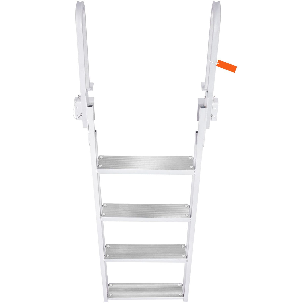 Dock Ladder Flip Up 4 Steps, 350lbs Load Capacity, Aluminum Pontoon Boat Ladder with 4" Wide Step & Nonslip Rubber Mat,Swimm Step Ladder for Ship/Lake/Pool/Marine Boarding