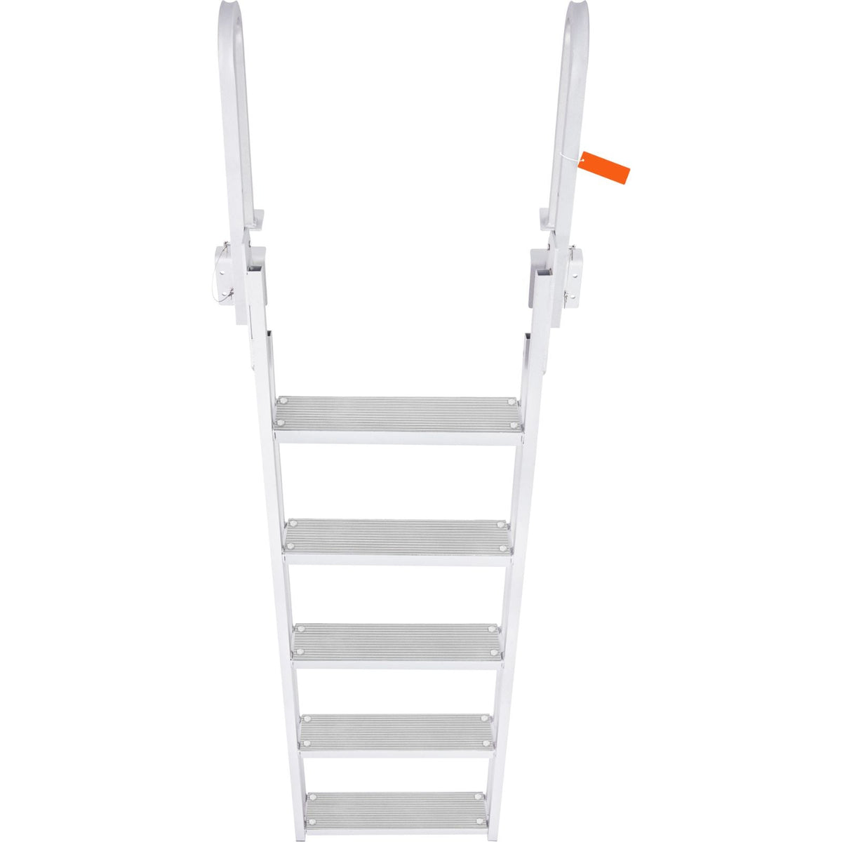 Dock Ladder Flip Up 5 Steps, 350lbs Load Capacity, Aluminum Pontoon Boat Ladder with 4" Wide Step & Nonslip Rubber Mat,Swimm Step Ladder for Ship/Lake/Pool/Marine Boarding