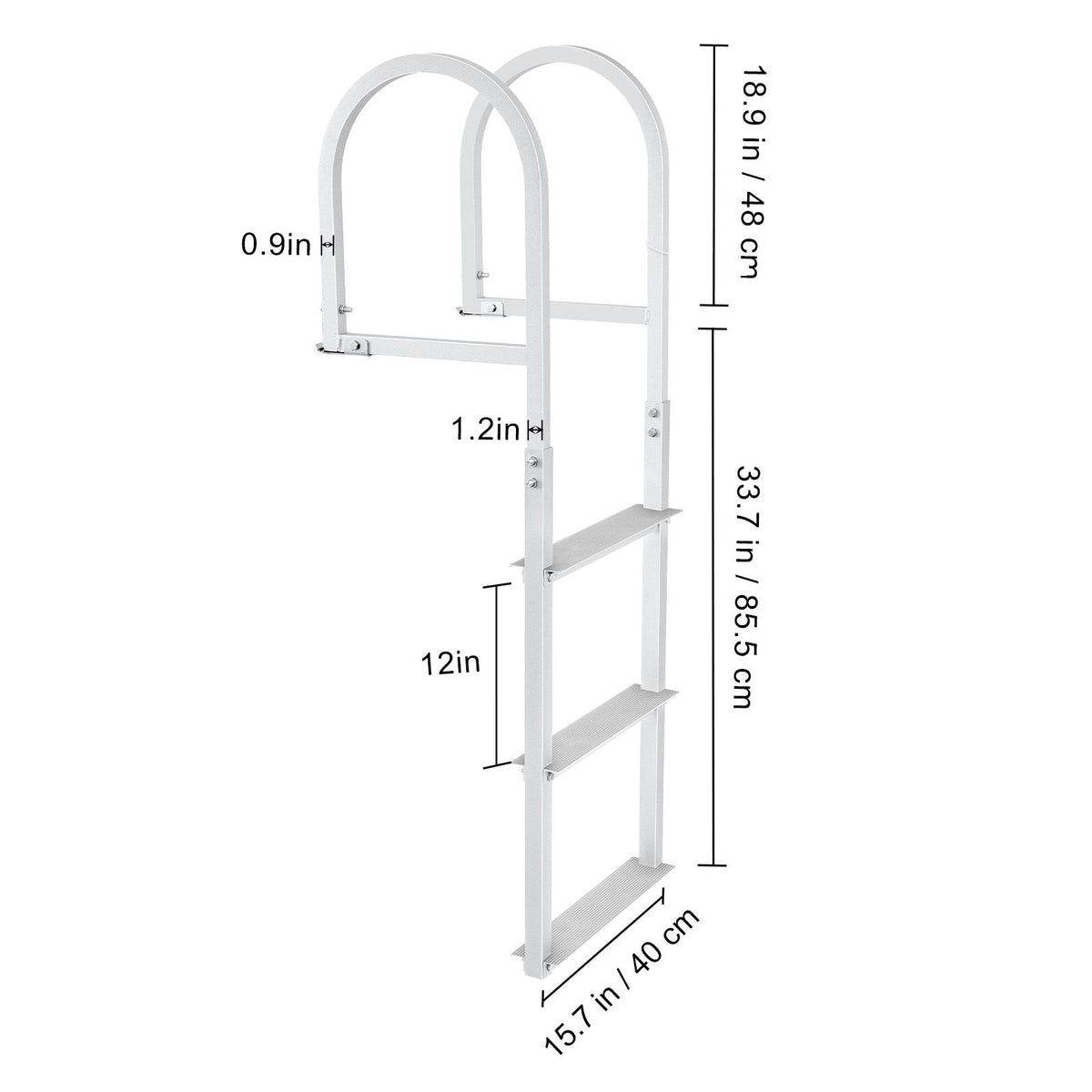 Dock Ladder, Removable 3 Steps, 500 lbs Load Capacity, Aluminum Alloy Pontoon Boat Ladder with 3.1'' Wide Step & Nonslip Rubber Mat, Easy to Install for Ship/Lake/Pool/Marine Boarding