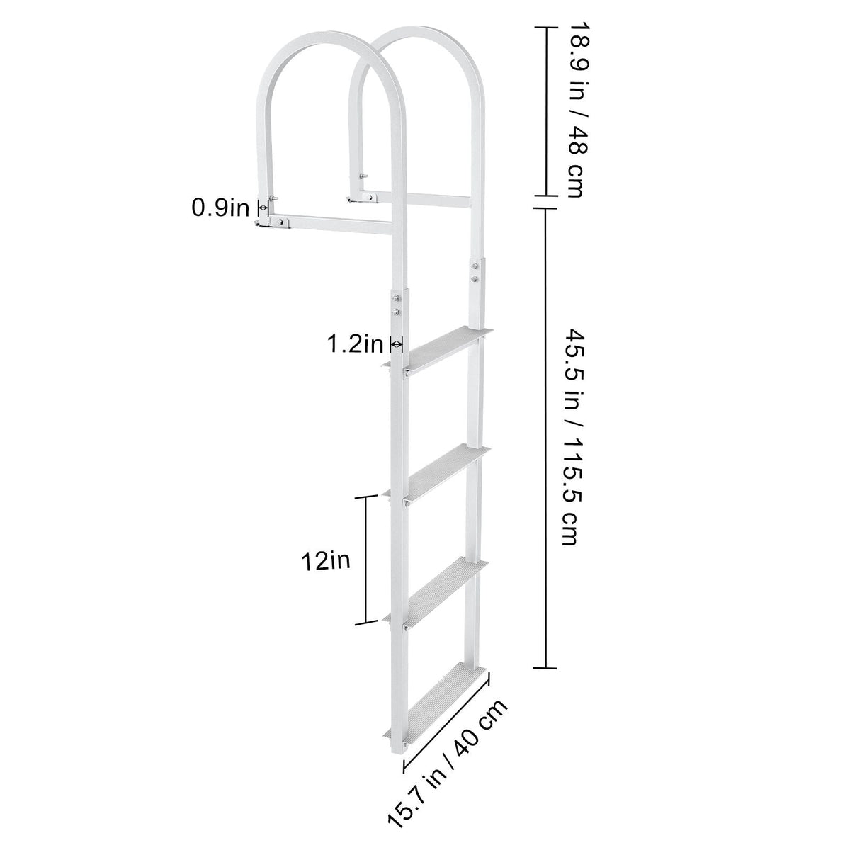 Dock Ladder, Removable 4 Steps, 500 lbs Load Capacity, Aluminum Alloy Pontoon Boat Ladder with 3.1'' Wide Step & Nonslip Rubber Mat, Easy to Install for Ship/Lake/Pool/Marine Boarding