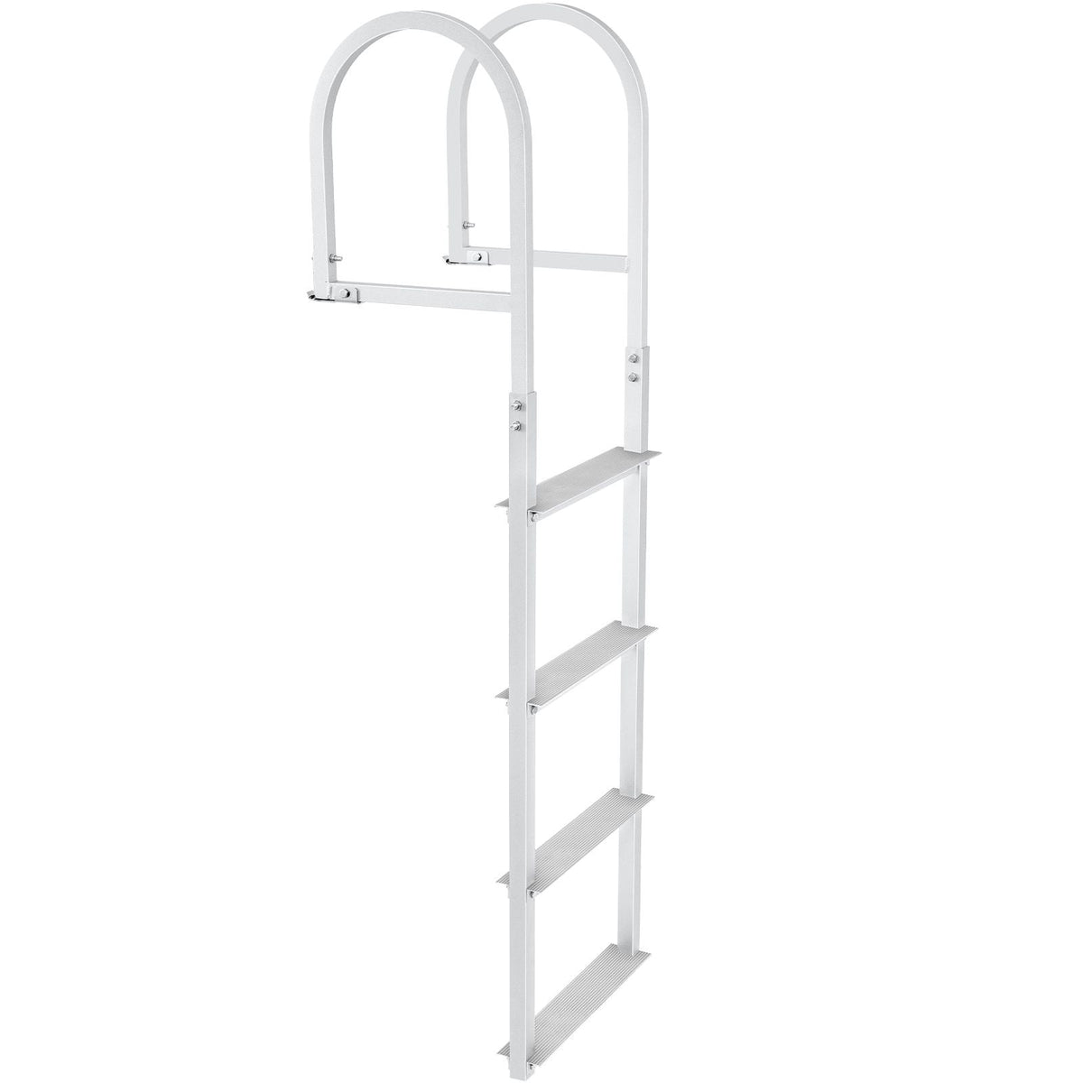 Dock Ladder, Removable 4 Steps, 500 lbs Load Capacity, Aluminum Alloy Pontoon Boat Ladder with 3.1'' Wide Step & Nonslip Rubber Mat, Easy to Install for Ship/Lake/Pool/Marine Boarding