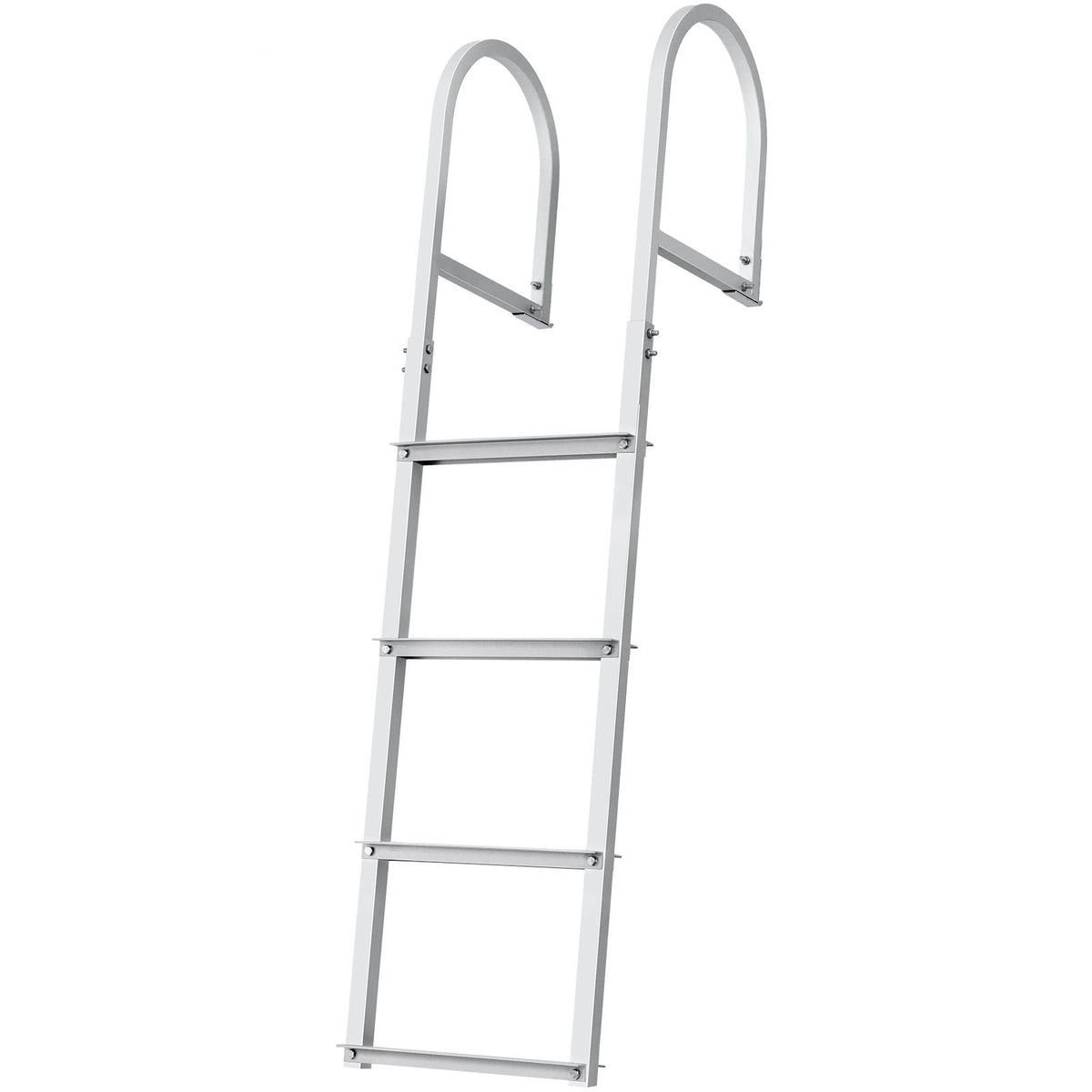 Dock Ladder, Removable 4 Steps, 500 lbs Load Capacity, Aluminum Alloy Pontoon Boat Ladder with 3.1'' Wide Step & Nonslip Rubber Mat, Easy to Install for Ship/Lake/Pool/Marine Boarding