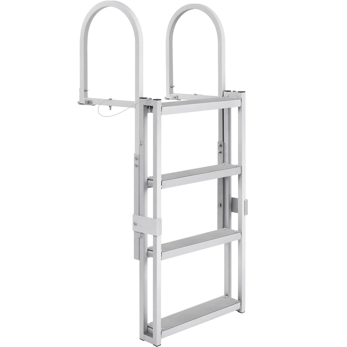 Dock Ladder, Retractable 4 Steps, 350 lbs Load Capacity, Aluminum Alloy Pontoon Boat Ladder with 55.1''-67.1'' Adjustable Height, 4'' Wide Step & Rubber Mat, for Ship/Lake/Pool/Marine Boarding