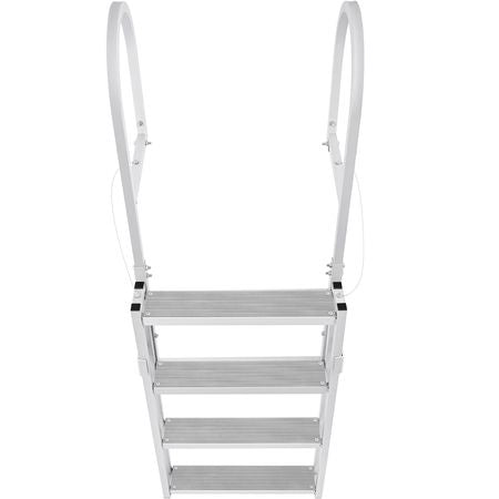 Dock Ladder, Retractable 4 Steps, 350 lbs Load Capacity, Aluminum Alloy Pontoon Boat Ladder with 55.1''-67.1'' Adjustable Height, 4'' Wide Step & Rubber Mat, for Ship/Lake/Pool/Marine Boarding