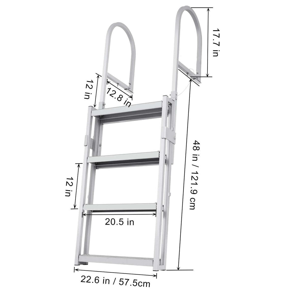 Dock Ladder, Retractable 4 Steps, 350 lbs Load Capacity, Aluminum Alloy Pontoon Boat Ladder with 55.1''-67.1'' Adjustable Height, 4'' Wide Step & Rubber Mat, for Ship/Lake/Pool/Marine Boarding