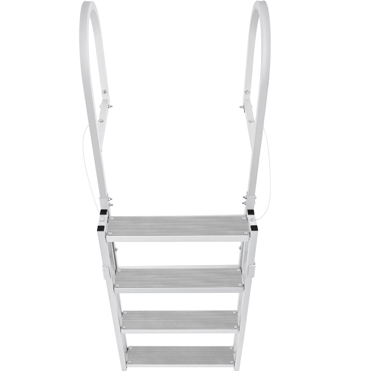 Dock Ladder, Retractable 4 Steps, 350 lbs Load Capacity, Aluminum Alloy Pontoon Boat Ladder with 55.1''-67.1'' Adjustable Height, 4'' Wide Step & Rubber Mat, for Ship/Lake/Pool/Marine Boarding