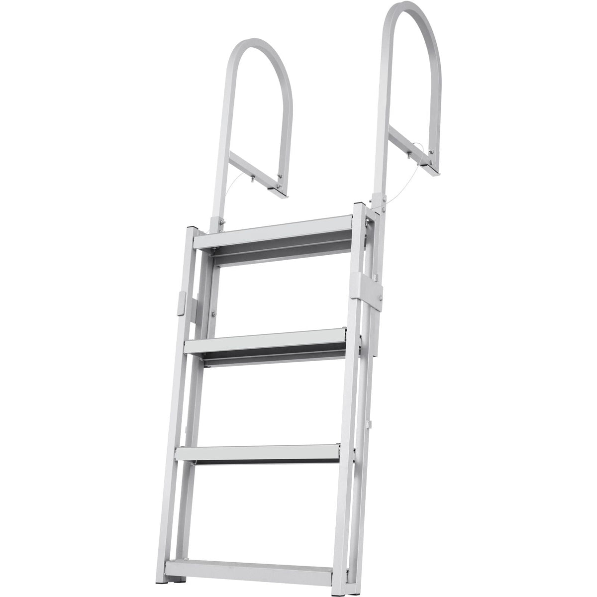 Dock Ladder, Retractable 4 Steps, 350 lbs Load Capacity, Aluminum Alloy Pontoon Boat Ladder with 55.1''-67.1'' Adjustable Height, 4'' Wide Step & Rubber Mat, for Ship/Lake/Pool/Marine Boarding