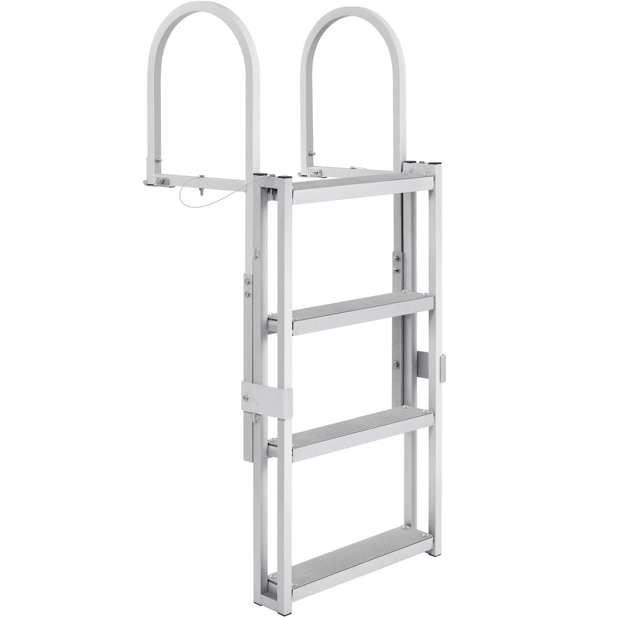 Dock Ladder, Retractable 4 Steps, 350 lbs Load Capacity, Aluminum Alloy Pontoon Boat Ladder with 55.1''-67.1'' Adjustable Height, 4'' Wide Step & Rubber Mat, for Ship/Lake/Pool/Marine Boarding
