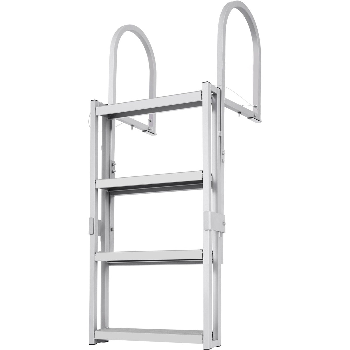 Dock Ladder, Retractable 4 Steps, 350 lbs Load Capacity, Aluminum Alloy Pontoon Boat Ladder with 55.1''-67.1'' Adjustable Height, 4'' Wide Step & Rubber Mat, for Ship/Lake/Pool/Marine Boarding