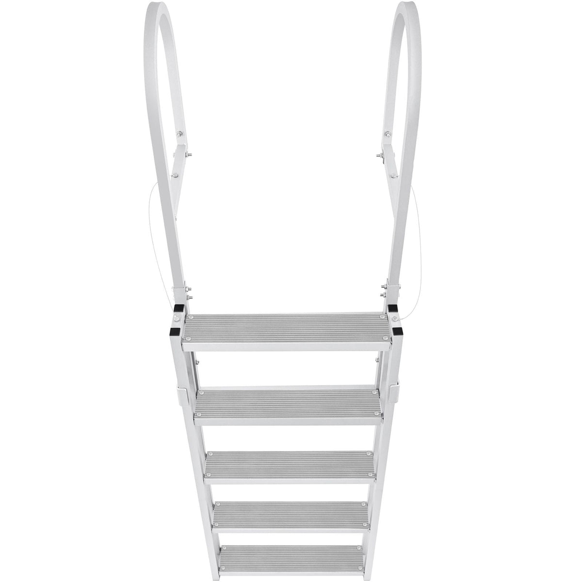 Dock Ladder, Retractable 5 Steps, 350 lbs Load Capacity, Aluminum Alloy Pontoon Boat Ladder with 66.9''-78.9'' Adjustable Height, 4'' Wide Step & Mat, for Ship/Lake/Pool/Marine Boarding