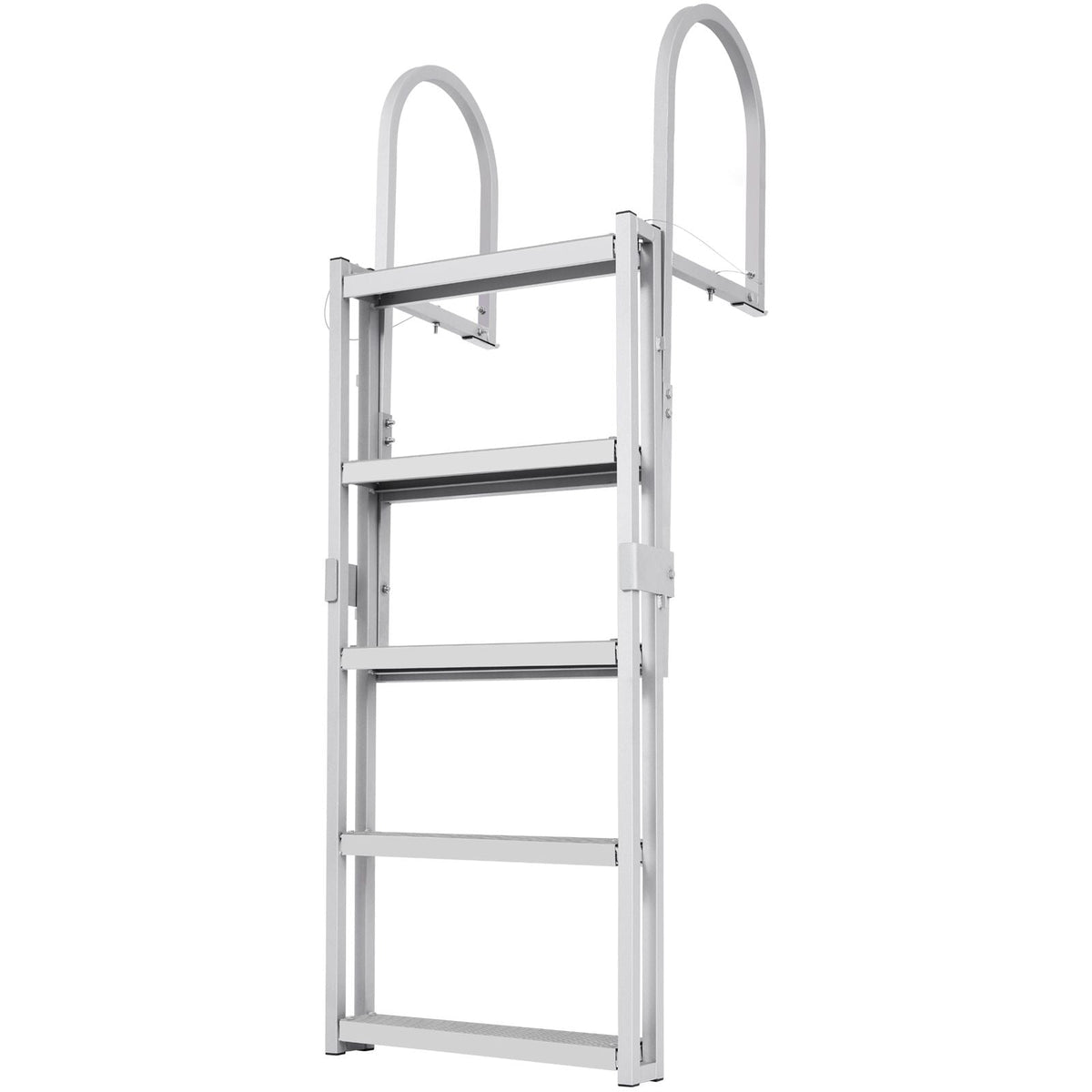 Dock Ladder, Retractable 5 Steps, 350 lbs Load Capacity, Aluminum Alloy Pontoon Boat Ladder with 66.9''-78.9'' Adjustable Height, 4'' Wide Step & Mat, for Ship/Lake/Pool/Marine Boarding