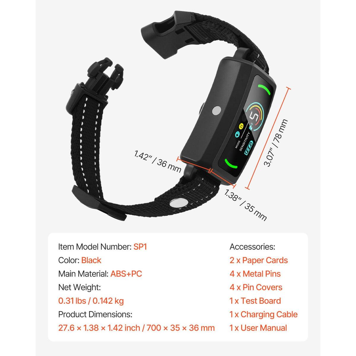 Dog Bark Collar, Smart Bark Collar for Large Medium Small Dogs, IP67 Waterproof Rechargeable Anti-Bark Collars for Dogs, Dog Anti-Barking Device, 6 Adjustable Sensitivity Beep Vibration (Black)