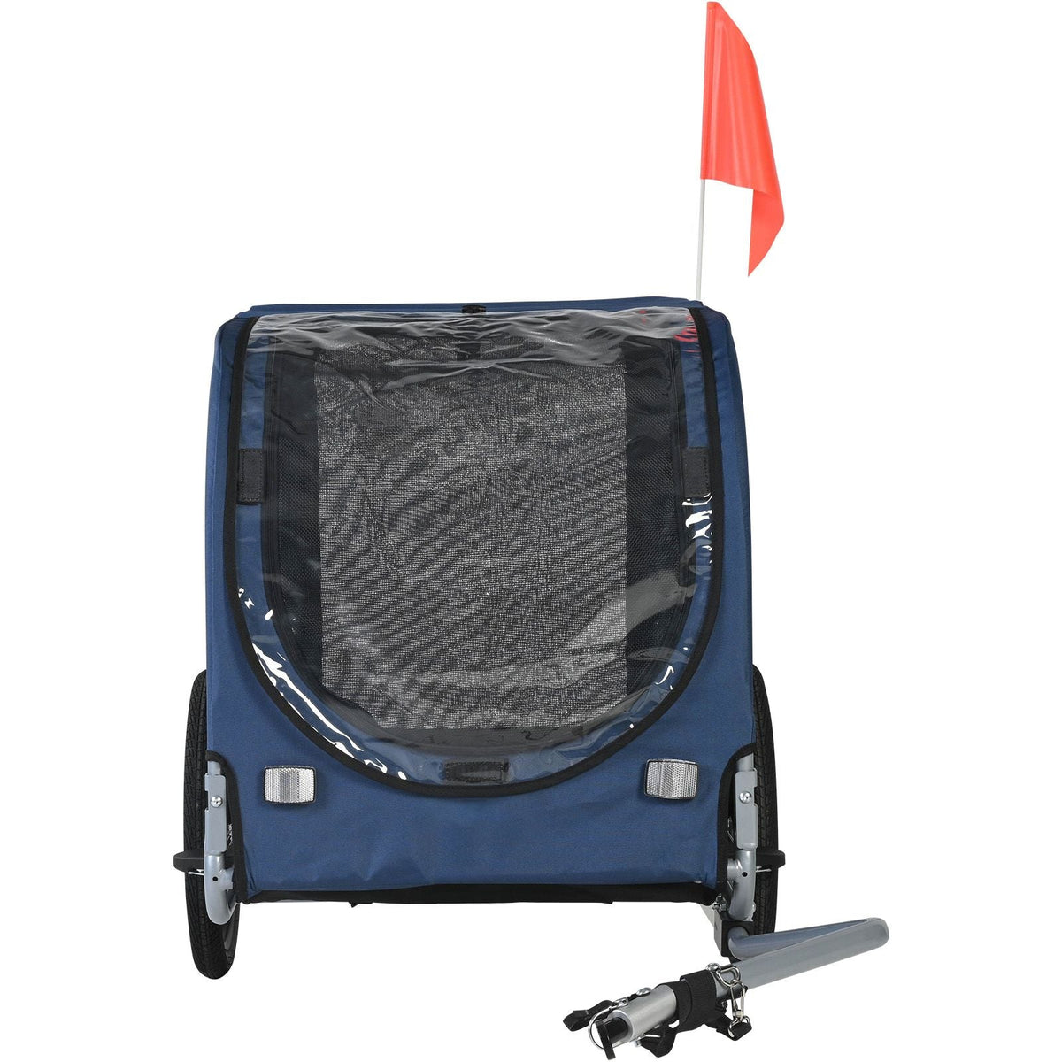 Dog Bike Trailer, Supports up to 100 lbs, Pet Cart Bicycle Carrier, Easy Folding Frame with Quick Release Wheels, Universal Bicycle Coupler, Reflectors, Flag, Collapsible to Store, Blue/Black