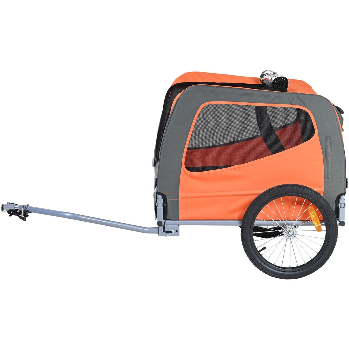Dog Bike Trailer, Supports up to 66 lbs, Pet Cart Bicycle Carrier, Easy Folding Frame with Quick Release Wheels, Universal Bicycle Coupler, Reflectors, Flag, Collapsible to Store, Orange/Gray