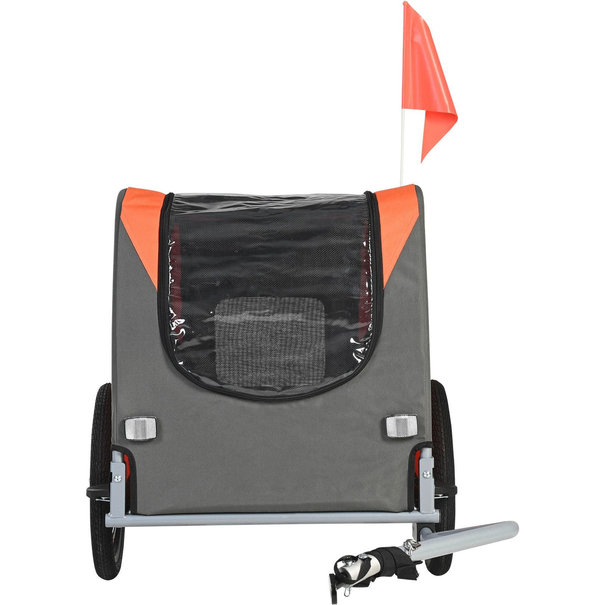 Dog Bike Trailer, Supports up to 66 lbs, Pet Cart Bicycle Carrier, Easy Folding Frame with Quick Release Wheels, Universal Bicycle Coupler, Reflectors, Flag, Collapsible to Store, Orange/Gray