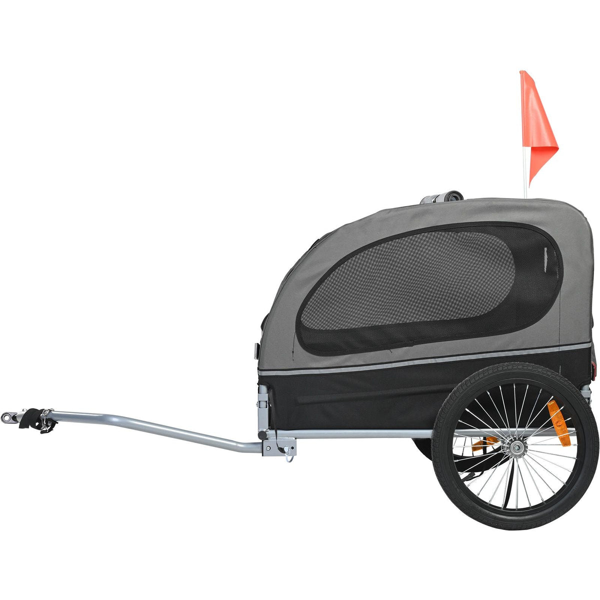 Dog Bike Trailer, Supports up to 88 lbs, Pet Cart Bicycle Carrier, Easy Folding Frame with Quick Release Wheels, Universal Bicycle Coupler, Reflectors, Flag, Collapsible to Store, Black/Gray
