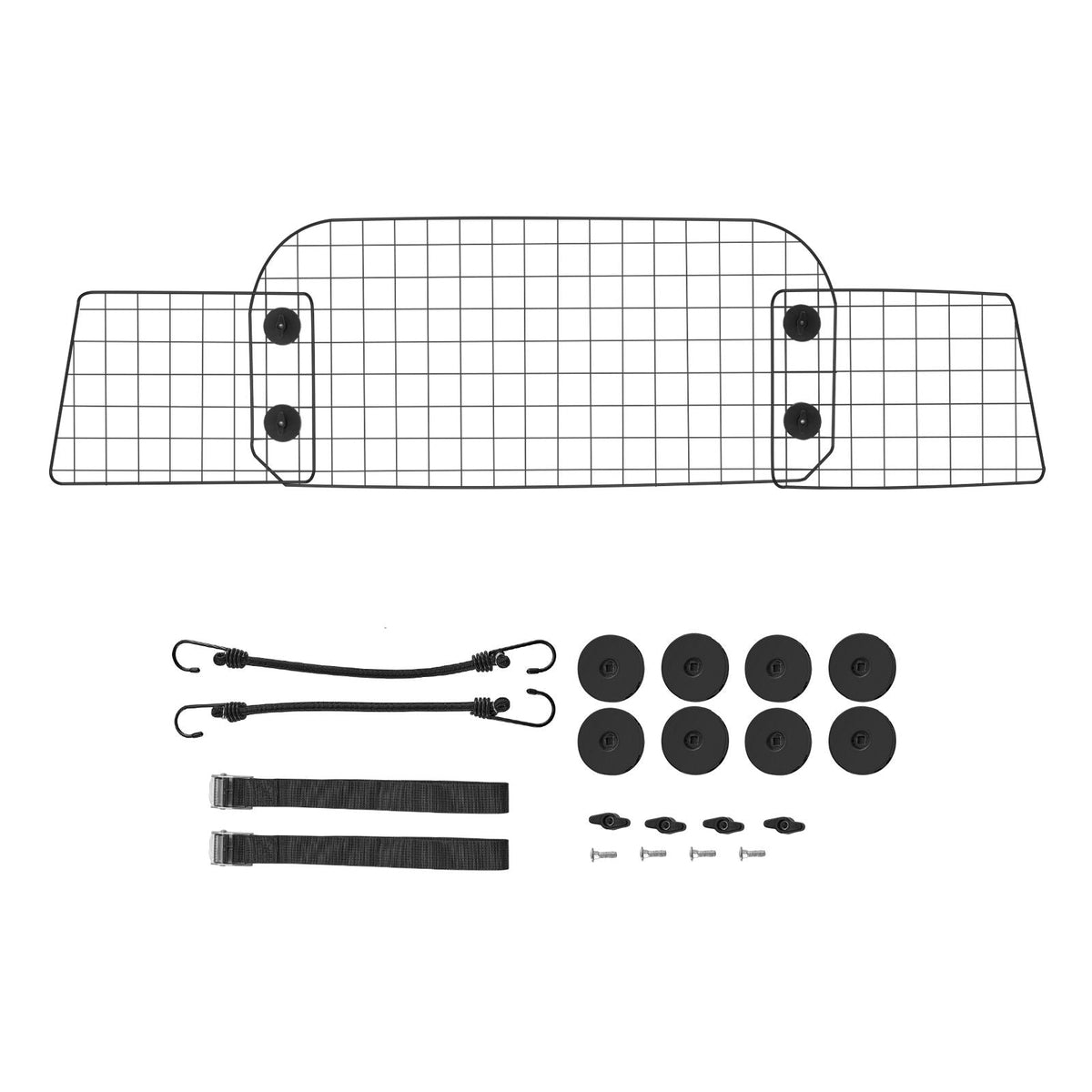 Dog Car Barrier, 35.4"-60.6" Adjustable Car Divider for Trunk Cargo Area, Universal-Fit Back Seat Heavy-Duty Wire Mesh Dogs Separator Guard Net, Vehicle Pet Barrier for Sedans, Trucks and SUVs