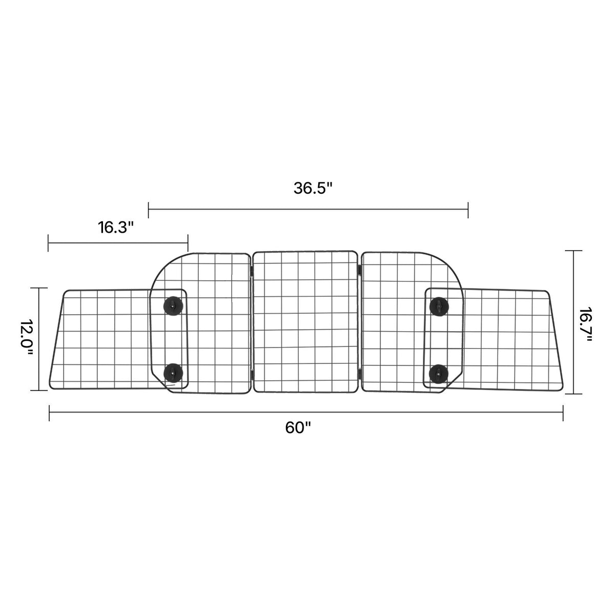 Dog Car Barrier, 36.6"-60" Adjustable Car Divider for Trunk Cargo Area, Universal-Fit Back Seat Heavy-Duty Wire Mesh Dogs Separator Guard Net, Vehicle Pet Barrier for Sedans, Trucks and SUVs