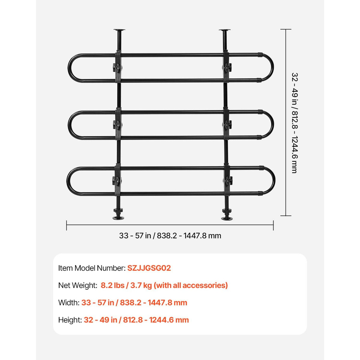 Dog Car Barrier, Adjustable Universal-Fit Vehicle Pet Barrier for Cars, Trucks and SUVs, Easy to Install Dog Car Gate - Strong Metal Tubing Gate Divider, Keeps Pets off Passenger Seats, Black