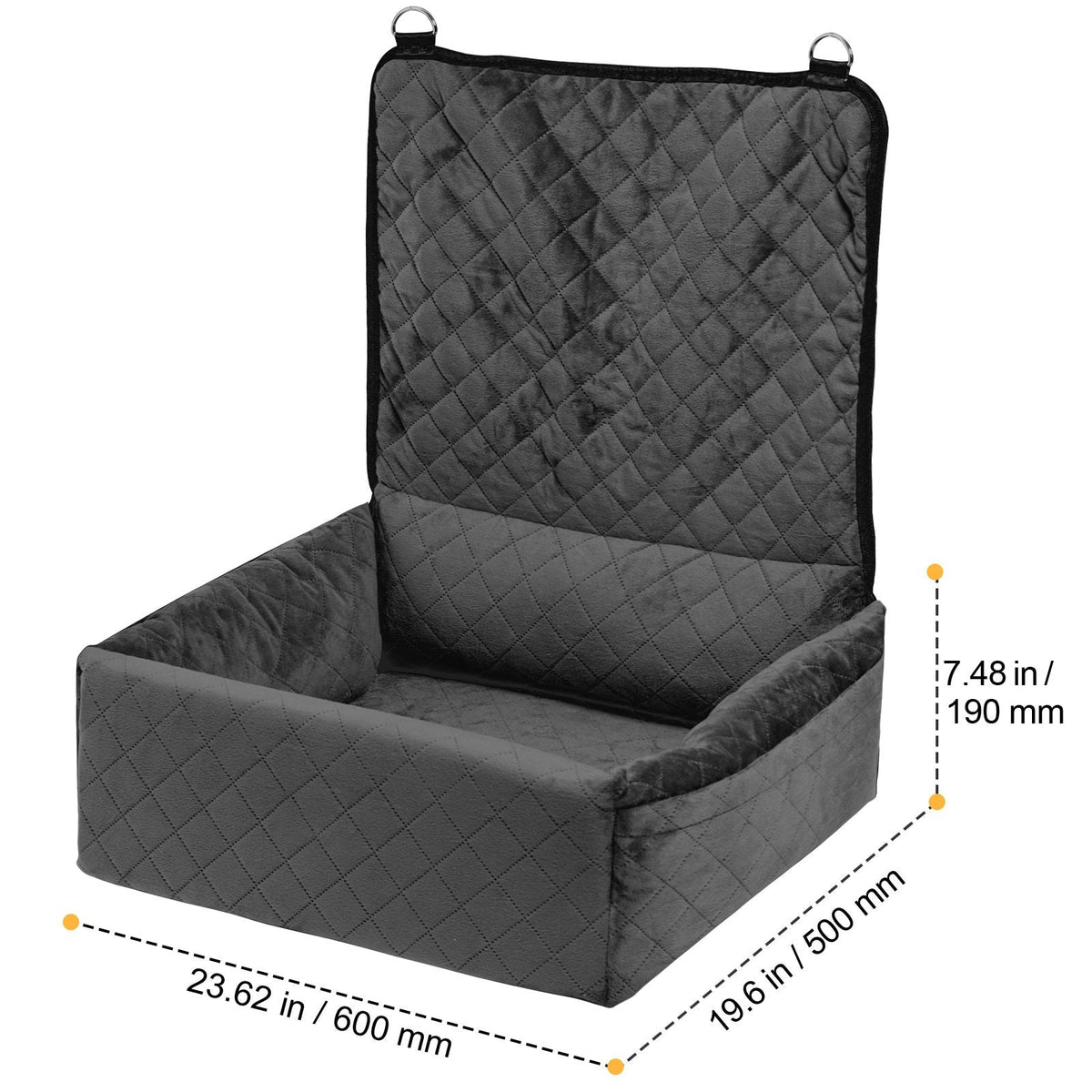 Dog Car Seat, Dog Booster Seat for Car with A Storage Pocket, Clip-On Safety Leash, Sponge and PP Cotton Filling, Dog Car Bed for Small & Medium Dog up to 40lbs, Black