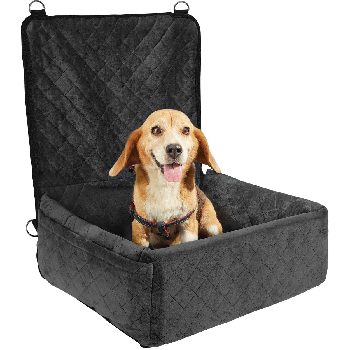 Dog Car Seat, Dog Booster Seat for Car with A Storage Pocket, Clip-On Safety Leash, Sponge and PP Cotton Filling, Dog Car Bed for Small & Medium Dog up to 40lbs, Black